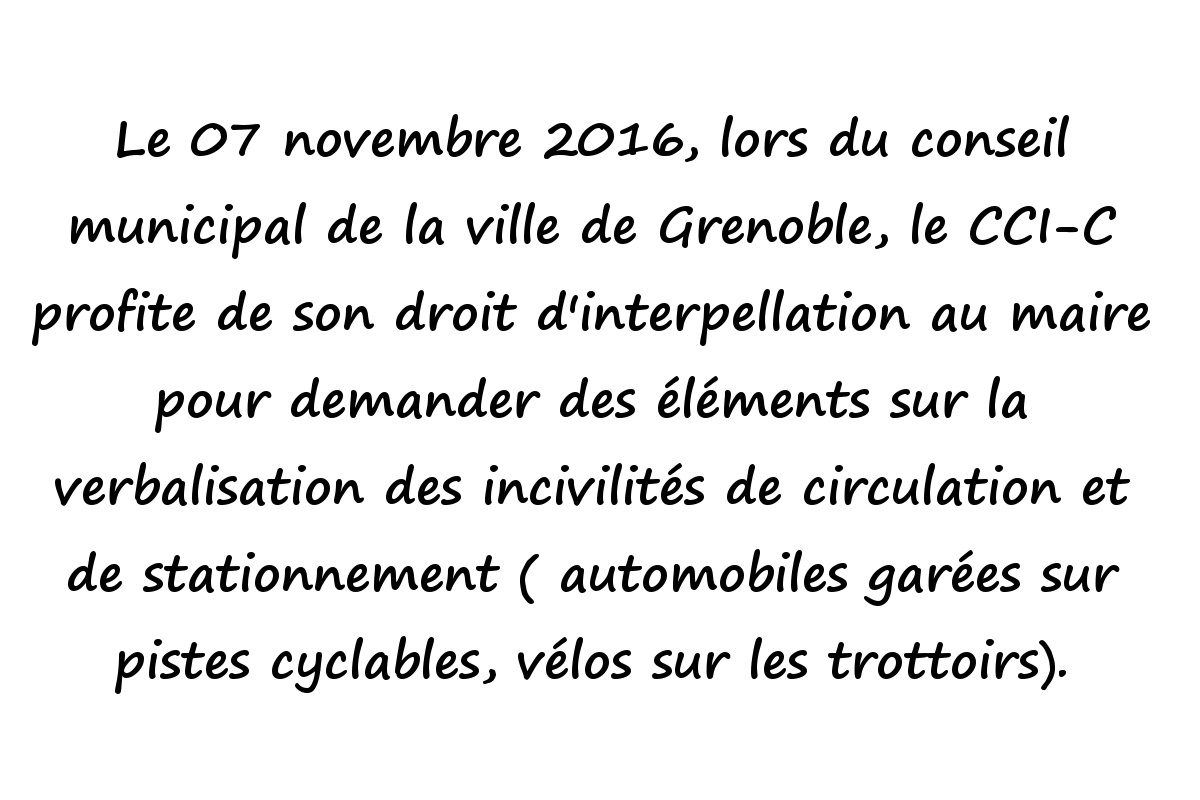 Question au conseil municipal du 7 novembre 2016 sur la verbalisation