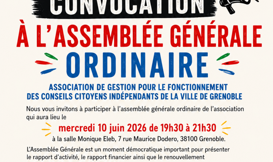 CONVOCATION À L’ASSEMBLÉE GÉNÉRALE ORDINAIRE